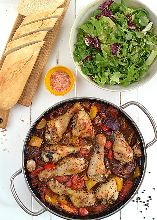 Zapiekane udka z kurczaka z warzywami, inspirowane pomysem Jamiego Olivera z ksiki Gotuj sprytnie jak Jamie - etap 4