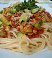 Pikantne Spaghetti z Sosem z Avocado i Pomidorw