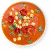 Zupa z pieczonych pomidorw i papryki z ciecierzyc